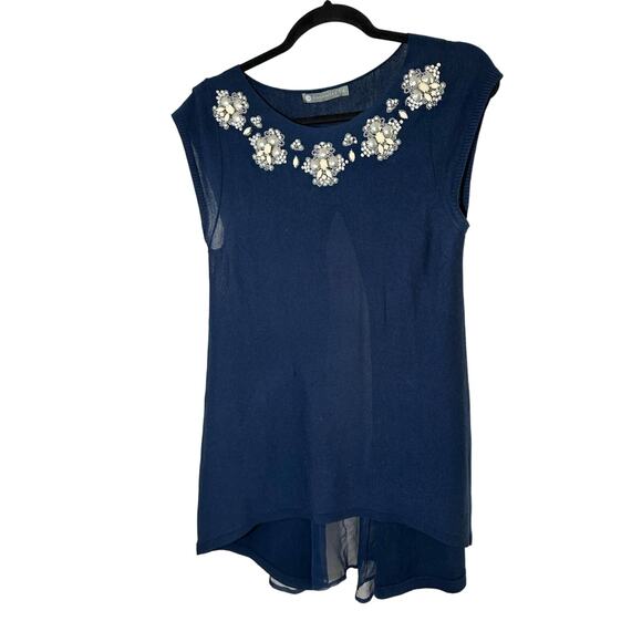Cashmere Embroidered Tank Top Size Small - Picture 1 of 5